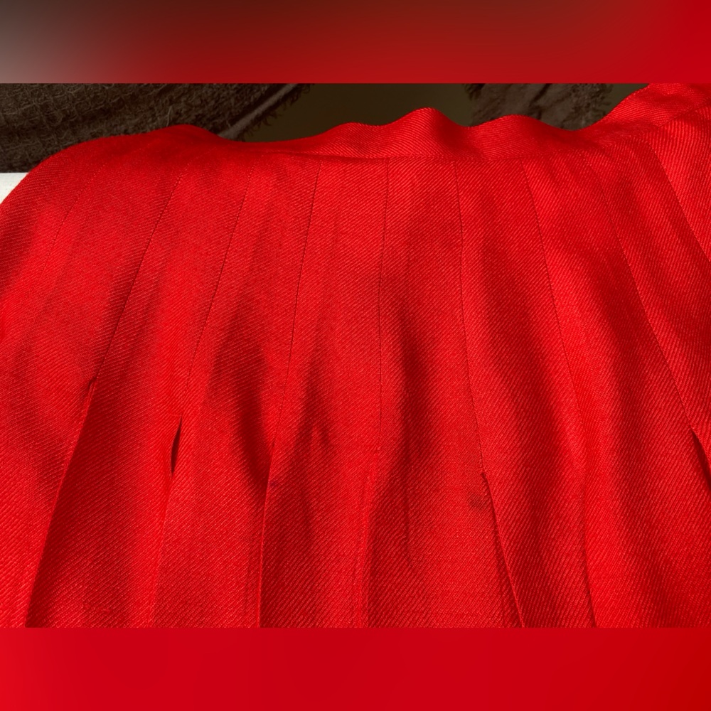 Vintage Christian Dior Separates Pleated Red Wool Blend Skirt Size 12 - Picture 13 of 15